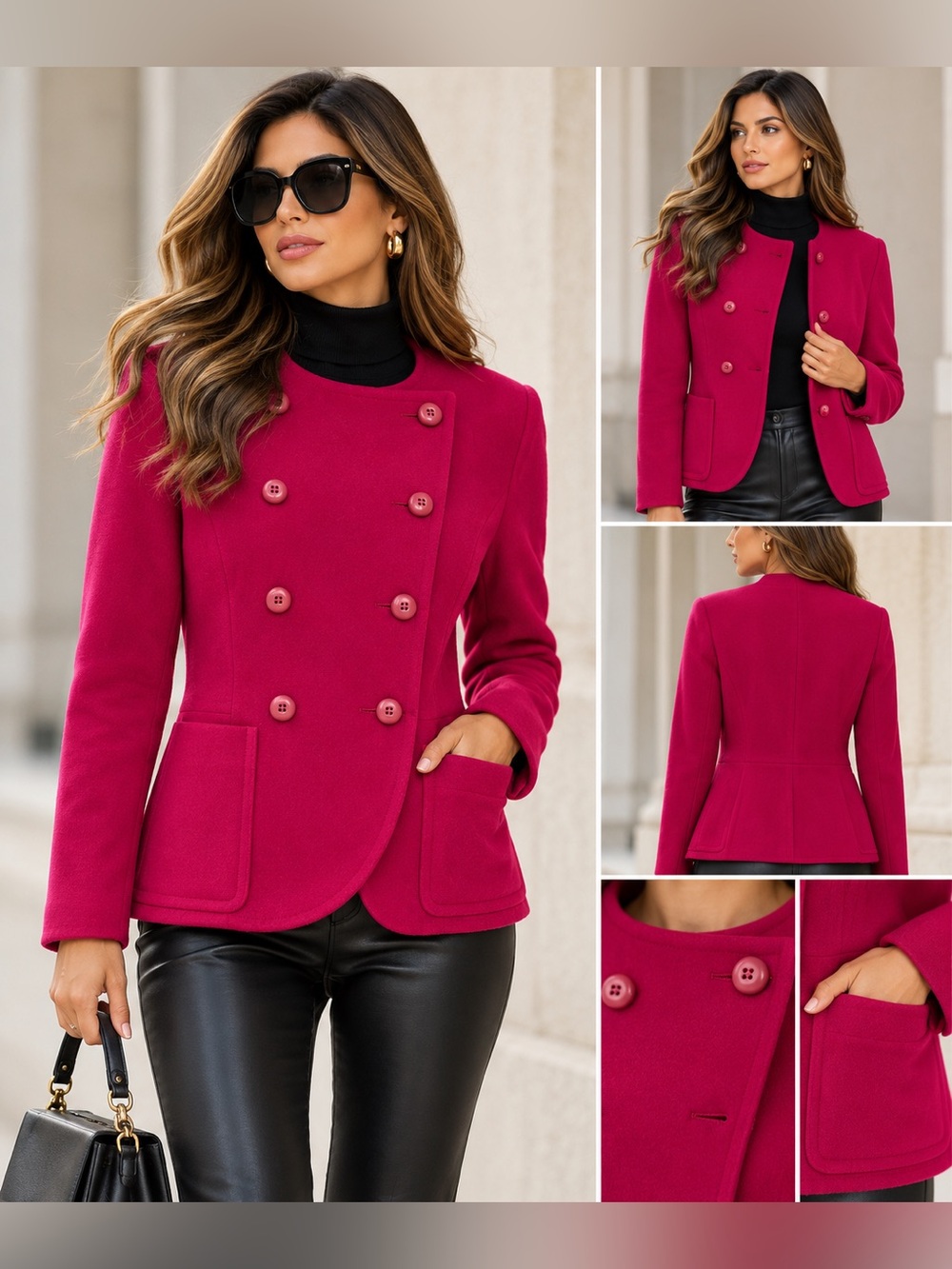 Vintage ESCADA Margaretha Ley Pink Wool Cashmere Angora Blazer Jacket 40